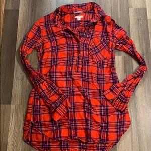 RED & BLUE BUTTON UP FLANNEL